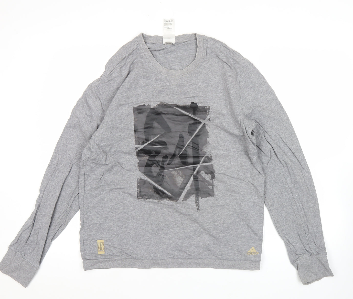Adidas Men’s Grey Graphic Pullover Sweatshirt L Long Sleeve Jersey