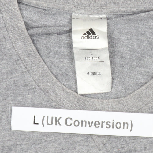 Adidas Men’s Grey Graphic Pullover Sweatshirt L Long Sleeve Jersey