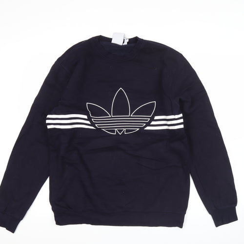 Adidas Men's Blue Pullover Sweatshirt L Logo Graphic Sports Style