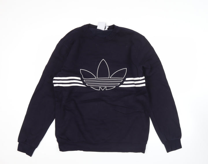 Adidas Men's Blue Pullover Sweatshirt L Logo Graphic Sports Style
