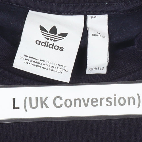 Adidas Men's Blue Pullover Sweatshirt L Logo Graphic Sports Style