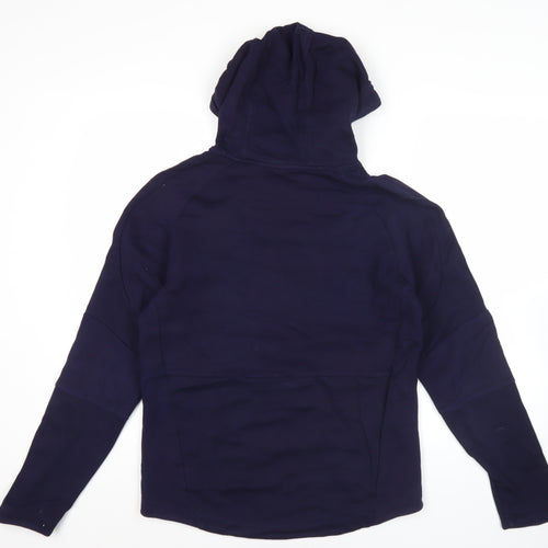 Puma Men's Blue Pullover Hoodie M Fleece Logo Zip Pockets