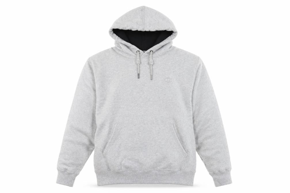 Front view of Champion Men's Grey M Pullover Hoodie Fleece Regular Fit