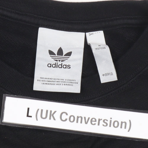 Adidas Men's Black L Pullover Cotton Sweatshirt Crew Neck Sports Style