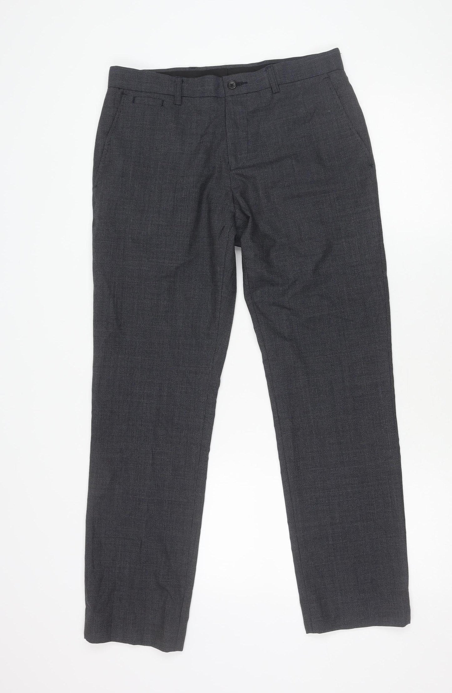 Moss 1851 Men's Grey Wool Blend Tailored Dress Trousers 30W