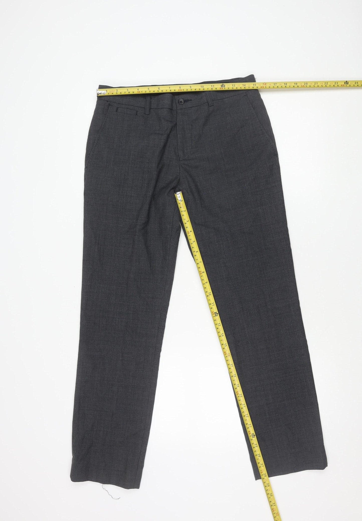 Moss 1851 Men's Grey Wool Blend Tailored Dress Trousers 30W