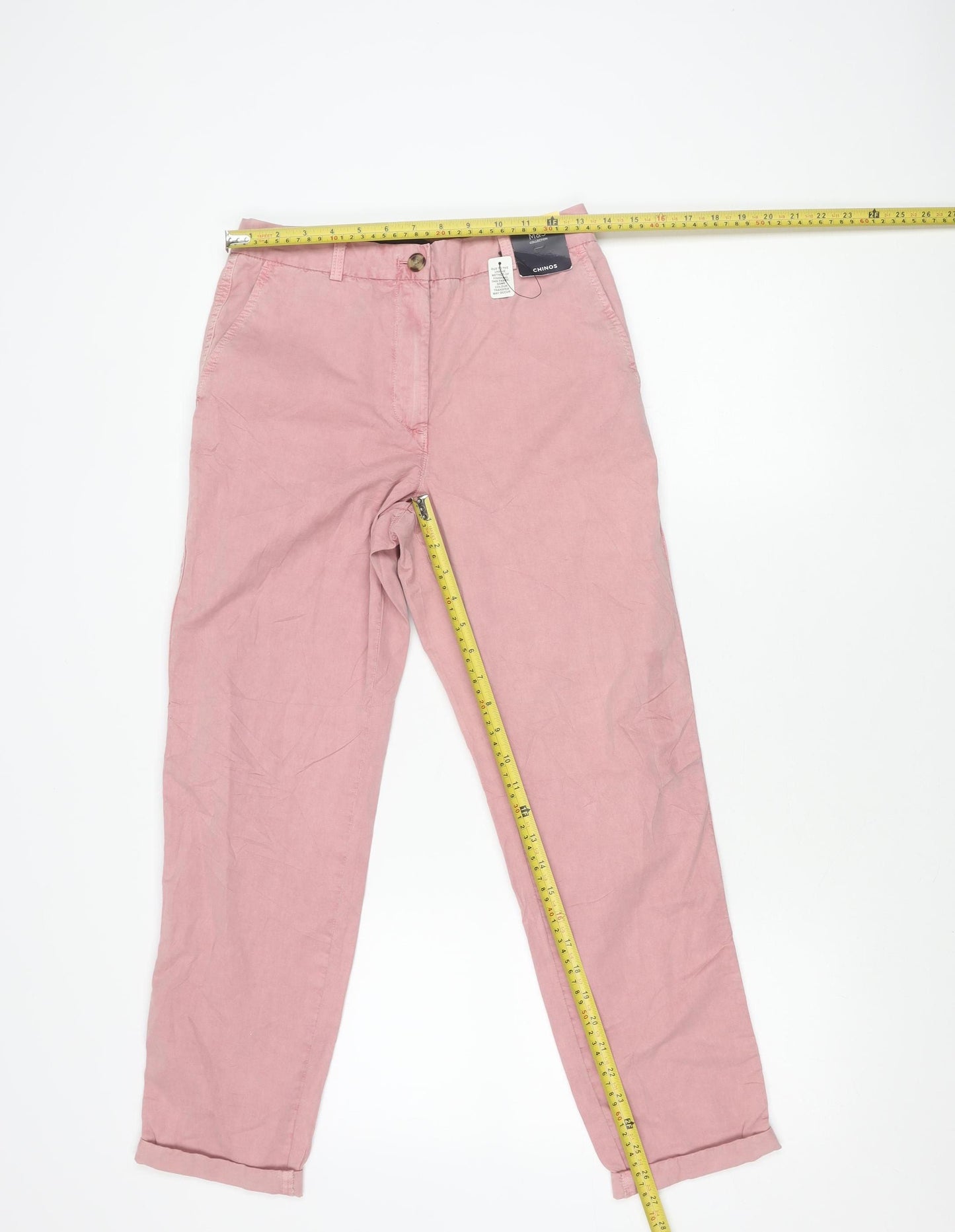 Marks and Spencer Women’s Pink Chino Trousers Size 6 Cotton Straight Leg