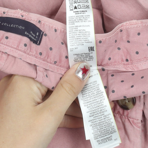 Marks and Spencer Women’s Pink Chino Trousers Size 6 Cotton Straight Leg