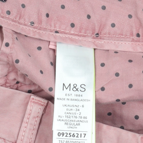Marks and Spencer Women’s Pink Chino Trousers Size 6 Cotton Straight Leg