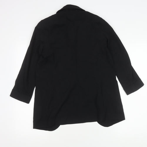 Marks & Spencer Women Black Size 6 Relaxed Fit Long Blazer