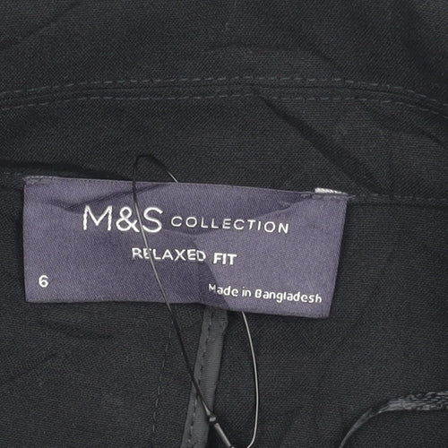 Marks & Spencer Women Black Size 6 Relaxed Fit Long Blazer