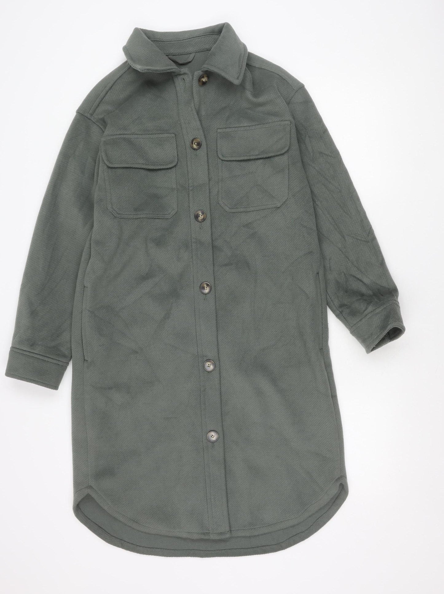 Marks and Spencer Women’s Green Long Jacket Size S Polyester Viscose