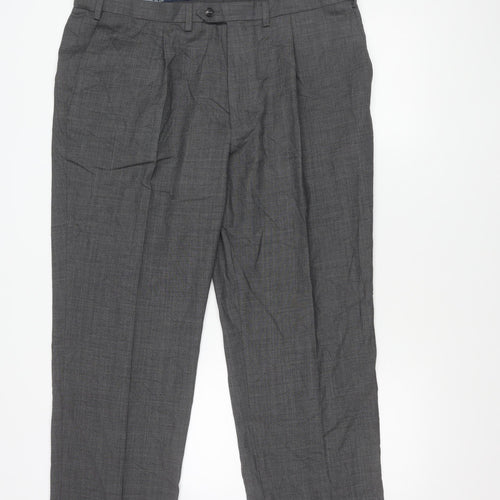 Marks and Spencer Men's Grey XL Regular Fit Wool Blend Dress Pants