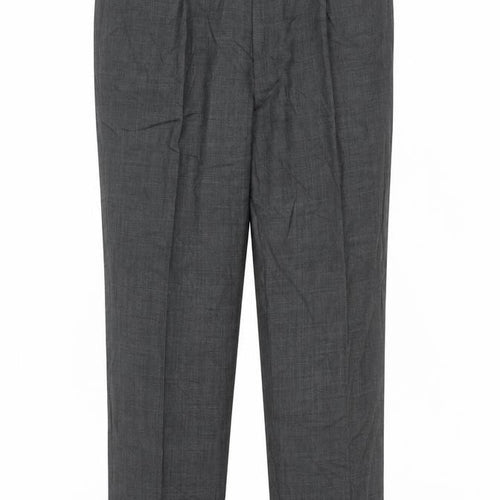 Marks and Spencer Men's Grey XL Regular Fit Wool Blend Dress Pants