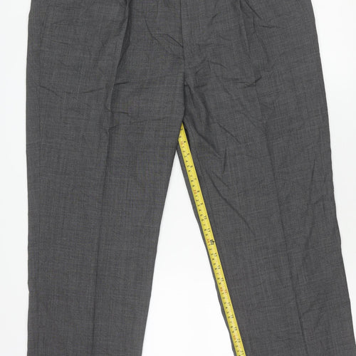 Marks and Spencer Men's Grey XL Regular Fit Wool Blend Dress Pants