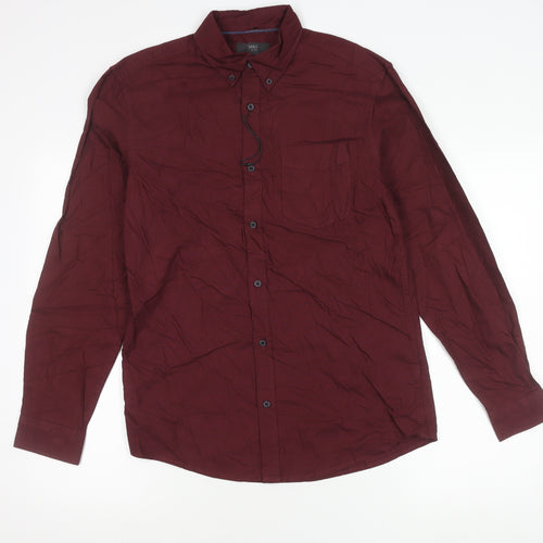 Marks and Spencer Men's Red Long Sleeve Cotton Oxford Shirt S