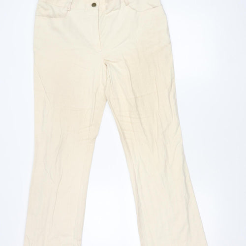 Marks and Spencer Women’s Beige Size 16 Straight Leg Cotton Trousers