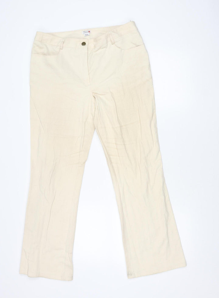 Marks and Spencer Women’s Beige Size 16 Straight Leg Cotton Trousers