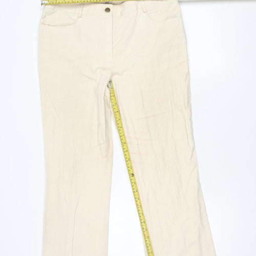 Marks and Spencer Women’s Beige Size 16 Straight Leg Cotton Trousers