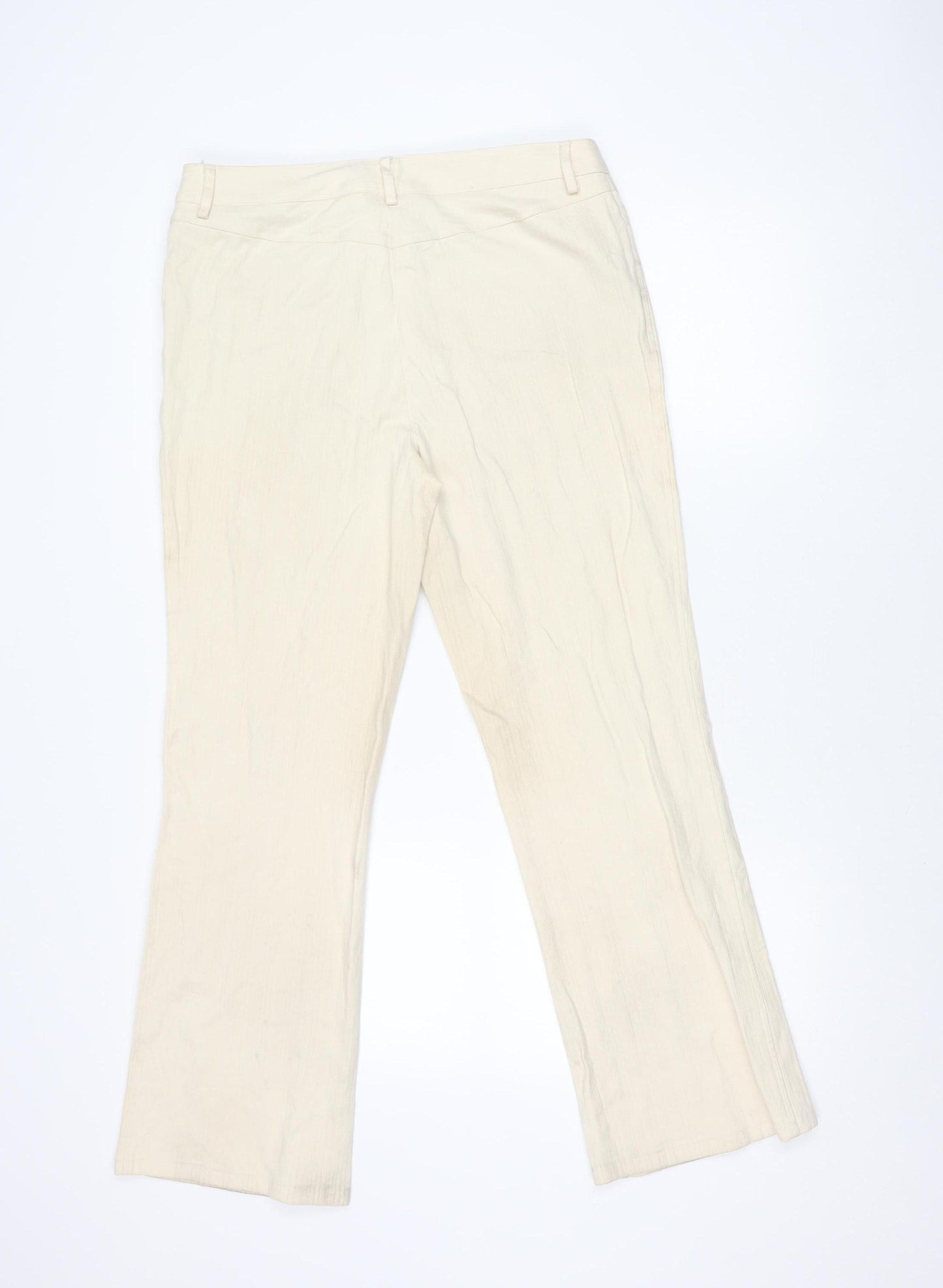 Marks and Spencer Women’s Beige Size 16 Straight Leg Cotton Trousers