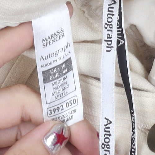 Marks and Spencer Women’s Beige Size 16 Straight Leg Cotton Trousers