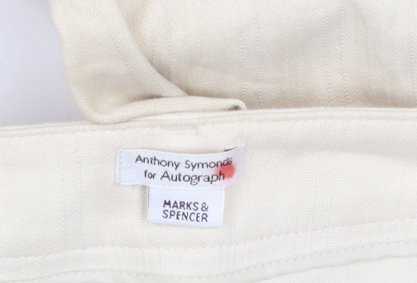 Marks and Spencer Women’s Beige Size 16 Straight Leg Cotton Trousers