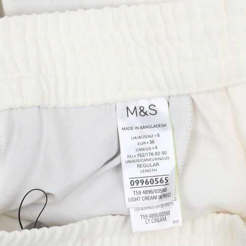 Marks and Spencer Women’s Ivory Jogger Trousers Size 8 Regular Fit