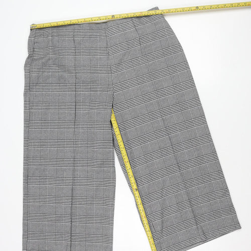 Marks and Spencer Womens Black Check Wide-Leg Trousers Size 20