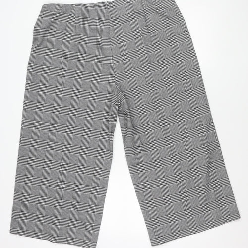 Marks and Spencer Womens Black Check Wide-Leg Trousers Size 20