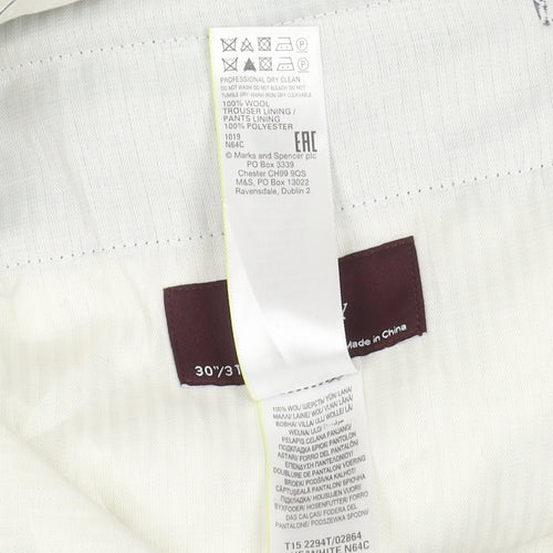 Marks and Spencer Men's Grey Check Wool Dress Pants 30x31 Regular