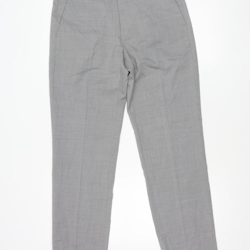 Marks and Spencer Mens Grey Wool Blend Regular Fit Dress Trousers 32x33