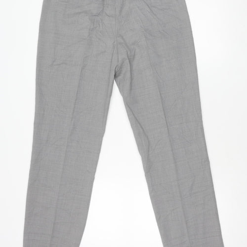 Marks and Spencer Mens Grey Wool Blend Regular Fit Dress Trousers 32x33