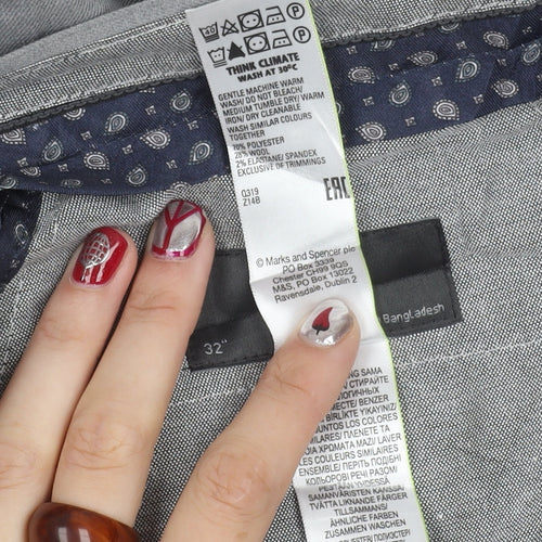 Marks and Spencer Mens Grey Wool Blend Regular Fit Dress Trousers 32x33