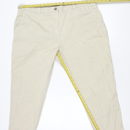Marks and Spencer Men's Beige Chino Trousers Size 20 Regular Fit