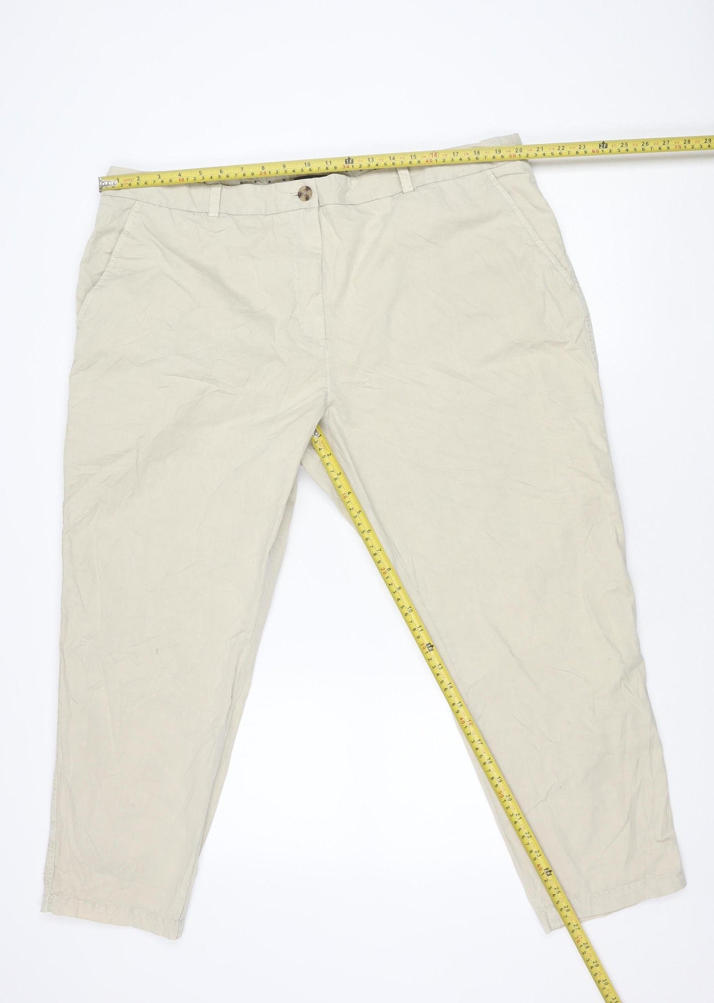 Marks and Spencer Men's Beige Chino Trousers Size 20 Regular Fit