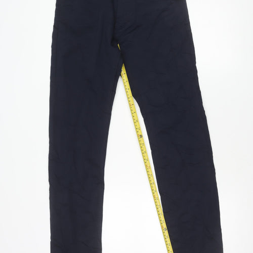 UNO Men's Blue Slim Fit Trousers 30W 33L Cotton Blend Casual