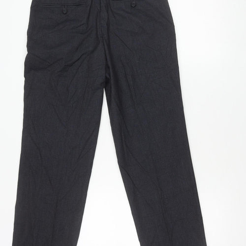 Marks and Spencer Men's Navy 30x29 Regular Fit Straight Leg Trousers
