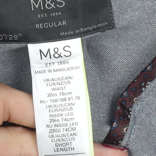 Marks and Spencer Men's Navy 30x29 Regular Fit Straight Leg Trousers
