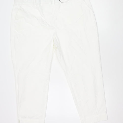 Marks and Spencer Women’s White Size 20 Short Length Cotton Blend Trousers