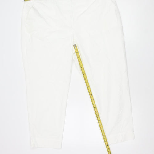 Marks and Spencer Women’s White Size 20 Short Length Cotton Blend Trousers