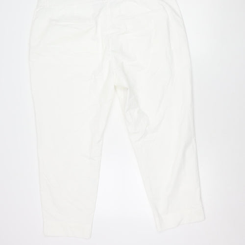 Marks and Spencer Women’s White Size 20 Short Length Cotton Blend Trousers