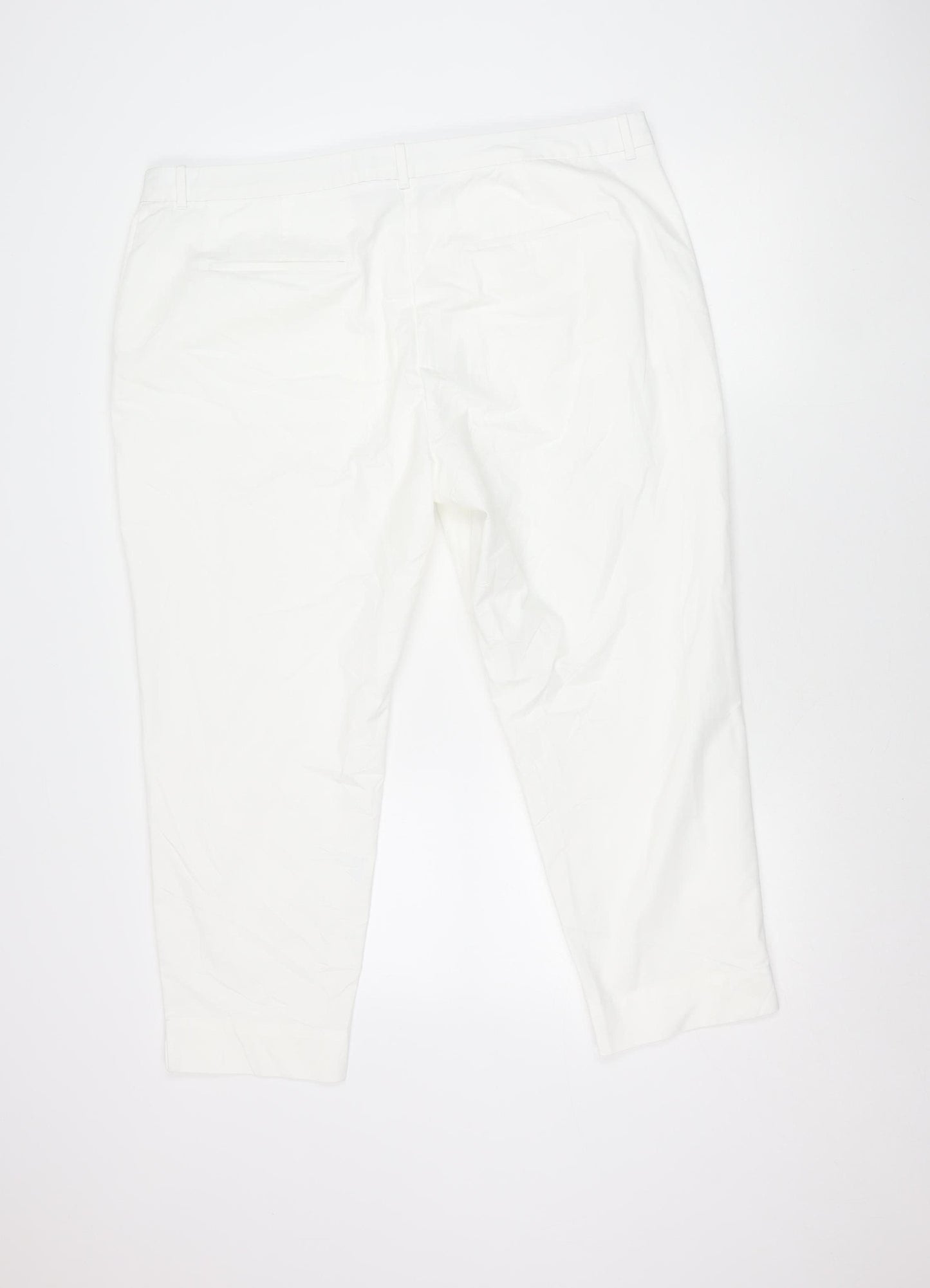 Marks and Spencer Women’s White Size 20 Short Length Cotton Blend Trousers