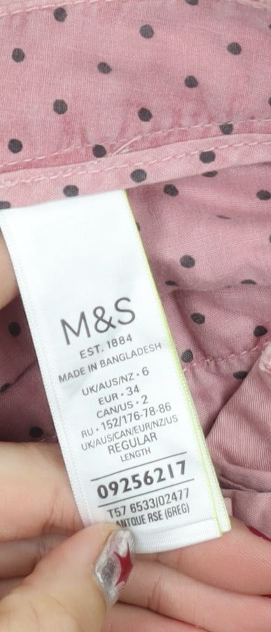 Marks and Spencer Women’s Pink Chino Trousers Size 6 Regular Cotton