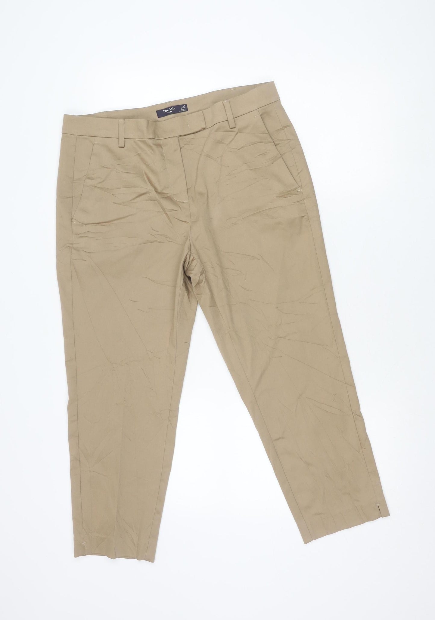 Marks and Spencer Womens Beige Chino Trousers Size 14 Straight Leg
