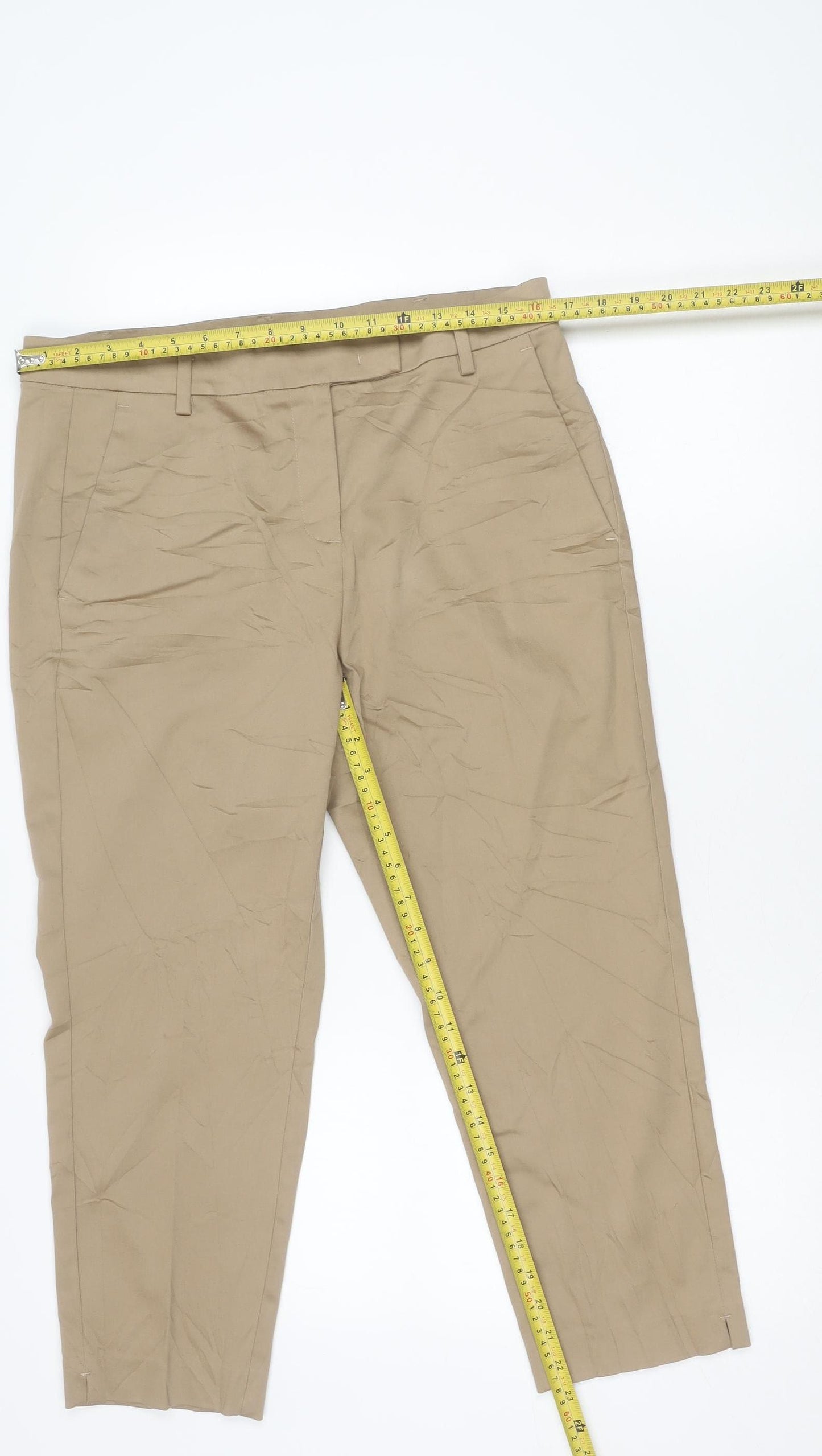 Marks and Spencer Womens Beige Chino Trousers Size 14 Straight Leg