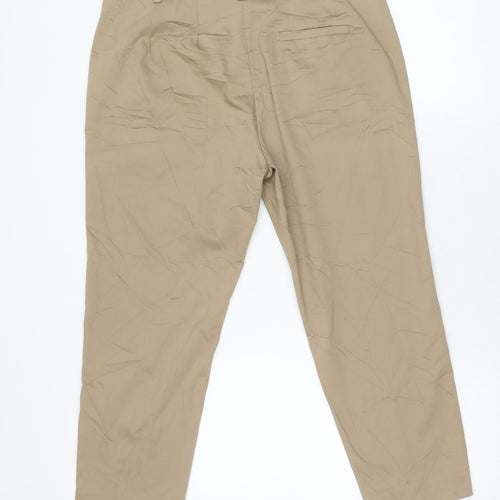 Marks and Spencer Womens Beige Chino Trousers Size 14 Straight Leg