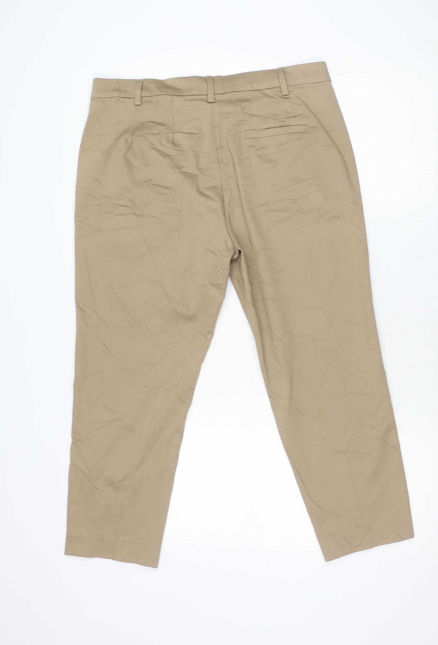Marks and Spencer Womens Beige Chino Trousers Size 14 Straight Leg