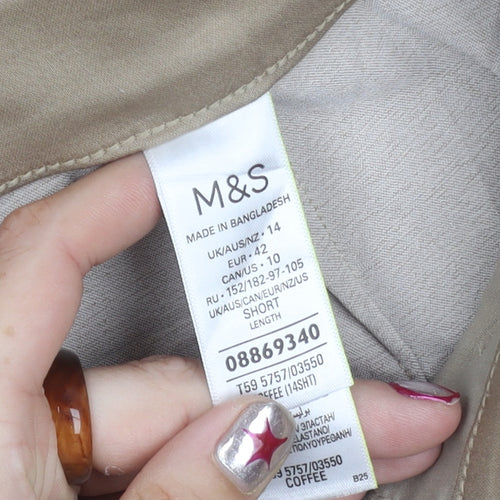 Marks and Spencer Womens Beige Chino Trousers Size 14 Straight Leg