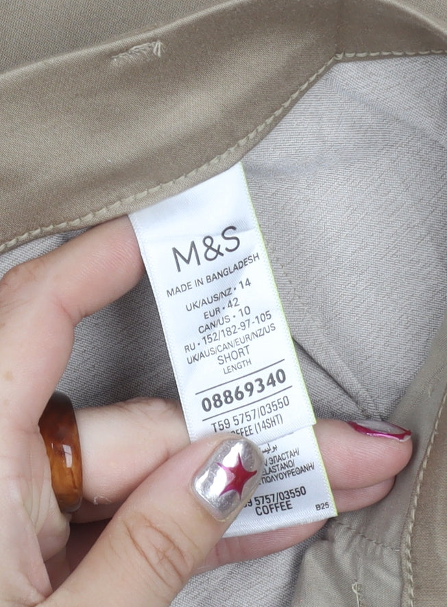 Marks and Spencer Womens Beige Chino Trousers Size 14 Straight Leg