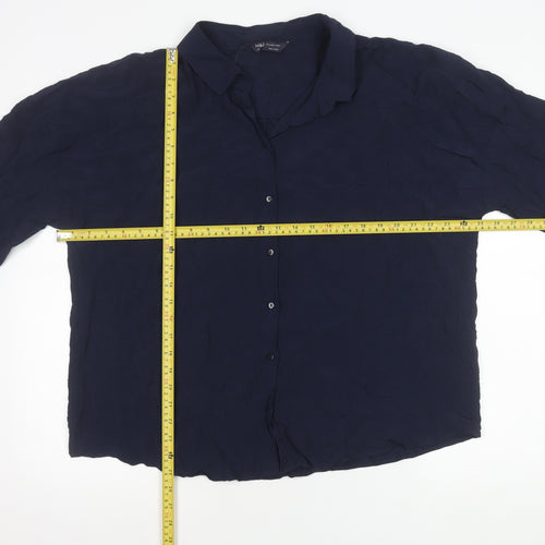 Marks and Spencer Women’s Blue Size 18 Button-Up Shirt Viscose 3/4 Sleeve